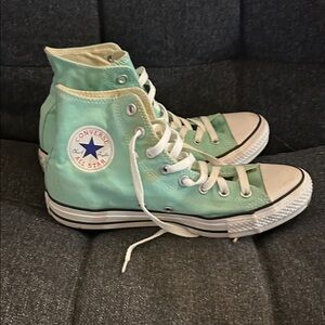 Converse Mint Green High-Tops with White Accents